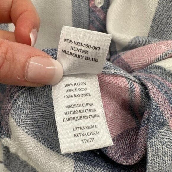 RAILS Hunter Mulberry Blue Plaid Relaxed Button Front Long Sleeve Rodeo XS Shirt - Picture 6 of 9